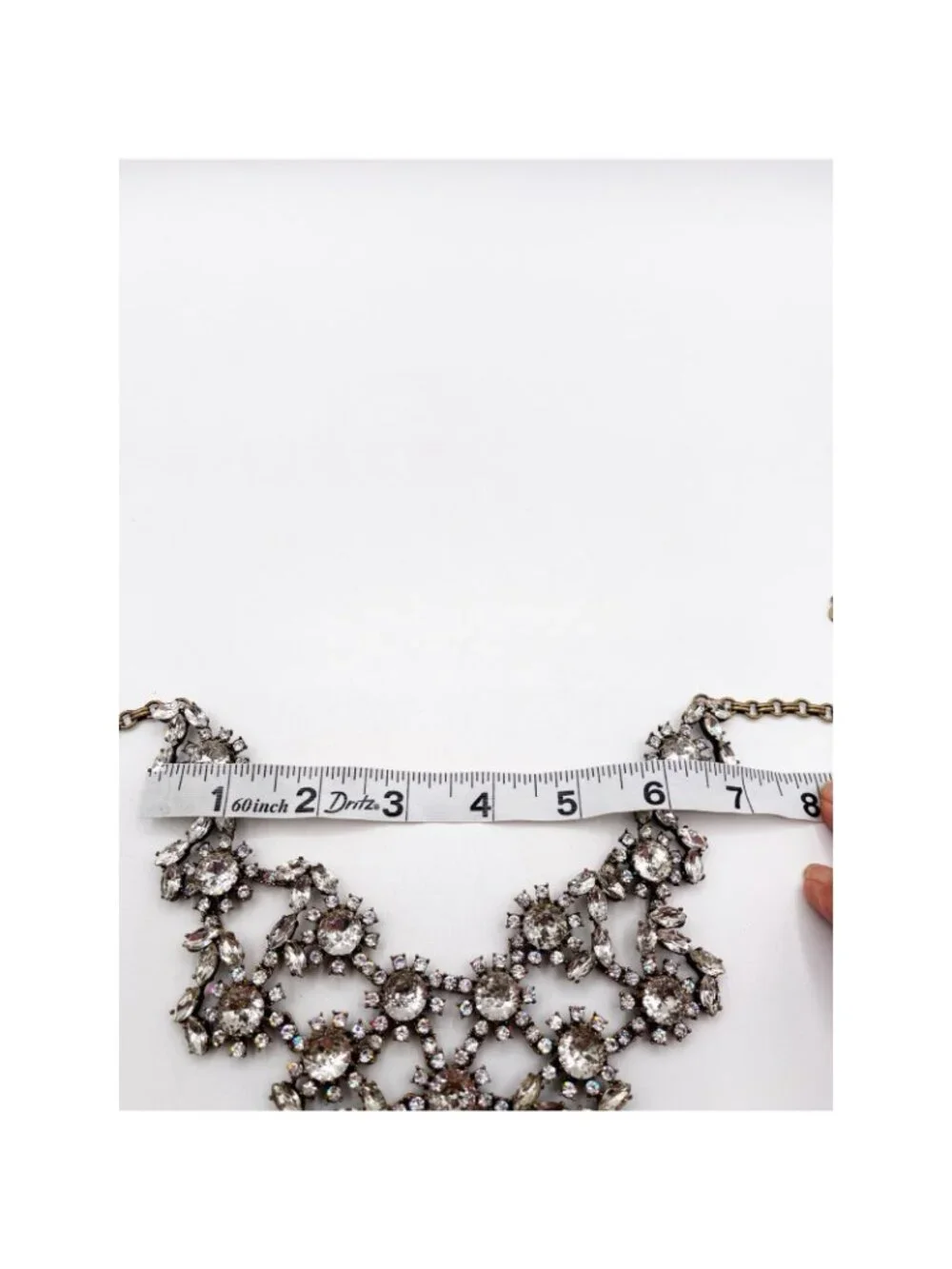 J.Crew Crystal Statement Bib Necklace Antiqued Gold Tone Rhinestone Adjustable
